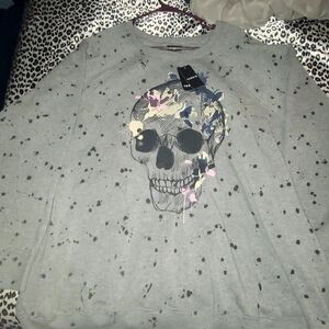 NWT Torrid Gray Skull Sweater 2X